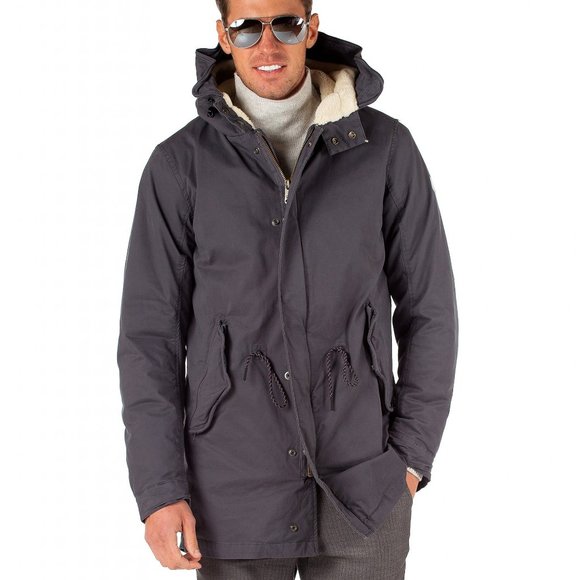 Scotch & Soda Men's Classic Parka with Teddy Lining, Steel Size M - Picture 12 of 12